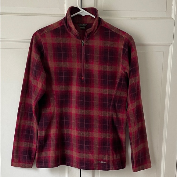 Eddie Bauer Women's 1/4 Zip Plaid Fleece. Size small. - Picture 1 of 4